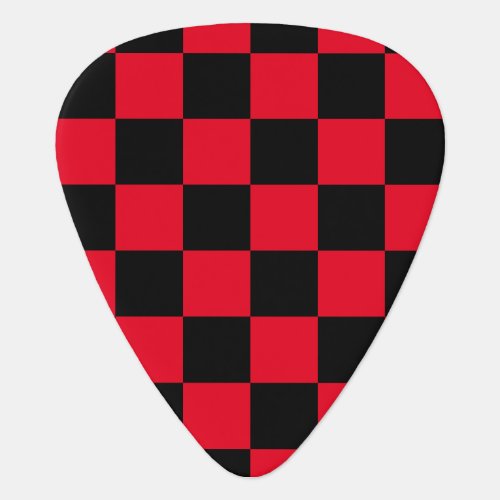 Checkerboard pattern black red guitar pick