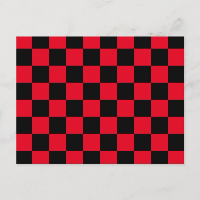 Checkerboard pattern black red postcard (Front)