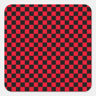 Checkerboard pattern black red square sticker