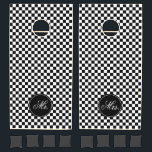 Checkerboard Pattern Black White Mr & Mrs Wedding Cornhole Set<br><div class="desc">Designed with standard,  elegant and simple checkerboard patterns in black and white colors and also text templates for couples which you can customize. You may pick another color instead of white by choosing a different background color if you wish.</div>