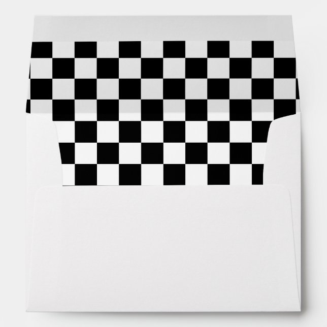 Checkerboard Pattern Black & White Return Address Envelope (Back (Bottom))