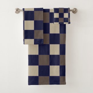 Checkerboard Pattern Dark Blue Brown Checks