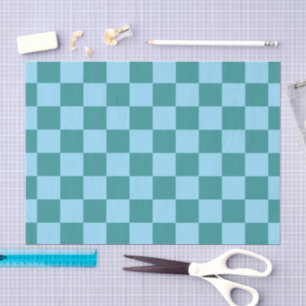Checkerboard Pattern Green & Blue Tissue Paper