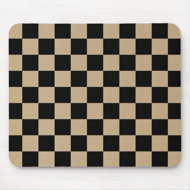Checkerboard pattern, grid pattern, black squares mouse pad (Front)