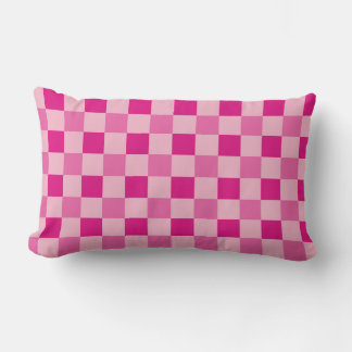 Checkerboard Pattern Hot Pink Lumbar Pillow