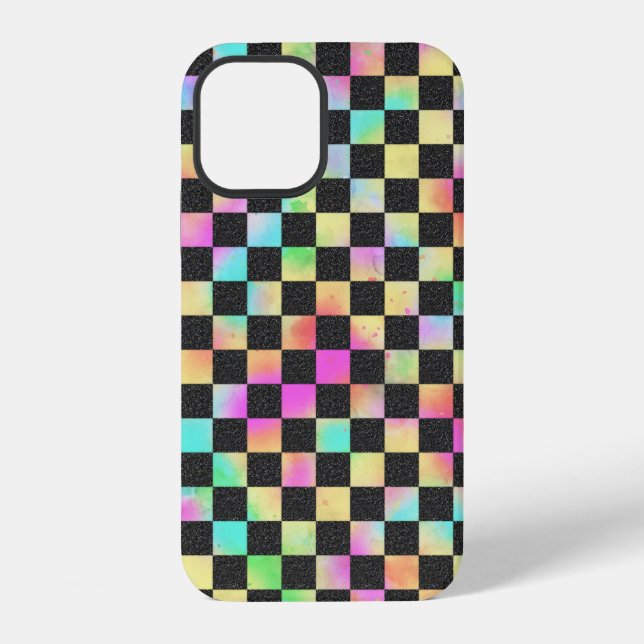 Checkerboard Pattern In 80's Colors Iphone Case (Back)