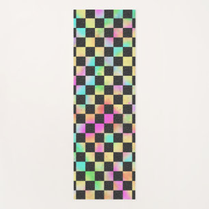 Checkerboard Pattern In 80's Colors Yoga Mat