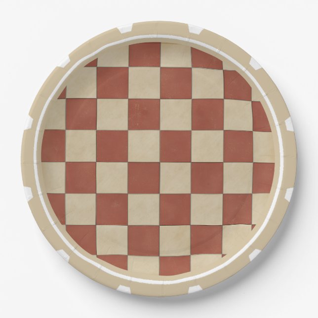 Checkerboard Pattern  Paper Plates (Front)