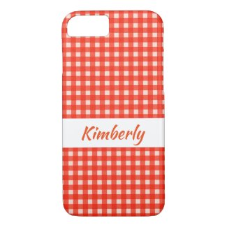 Checkerboard Pattern Red and White iPhone 8/7 Case