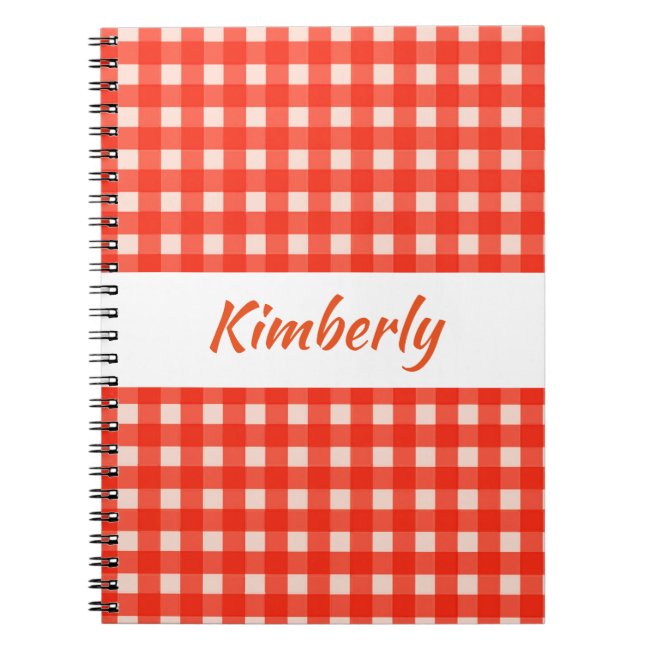 Checkerboard Pattern Red and White Notebook