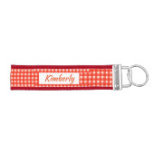 Checkerboard Pattern Red and White Wrist Keychain (Keys on Right)