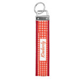 Checkerboard Pattern Red and White Wrist Keychain (Keys on Top)