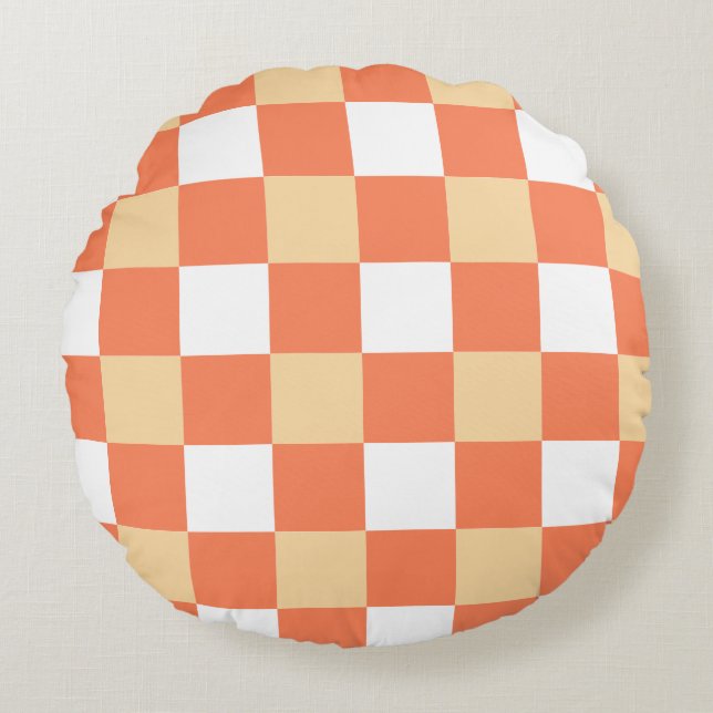 Checkerboard Pattern Round Pillow (Front)