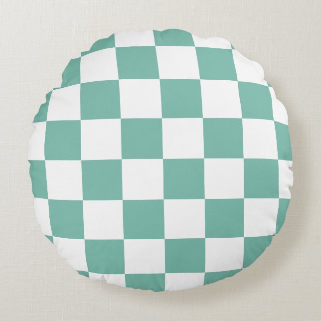 Checkerboard Pattern Round Pillow (Front)