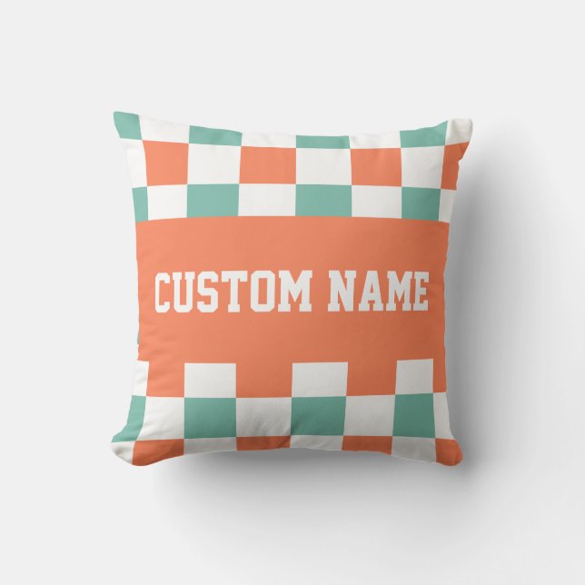 Checkerboard Pattern Round Pillow (Front)