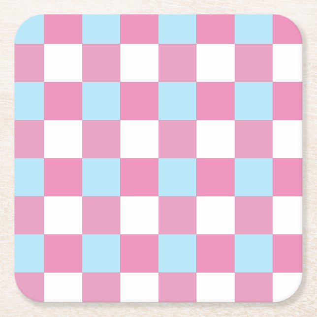 Checkerboard Pattern Square Paper Coaster (Front)