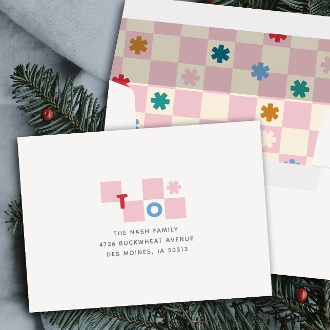 Checkerboard Pattern Stars Christmas Envelope (Creator Uploaded)