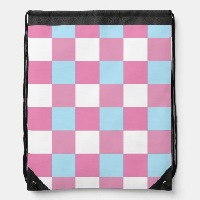 Checkerboard Pattern Tote Drawstring Bag (Front)