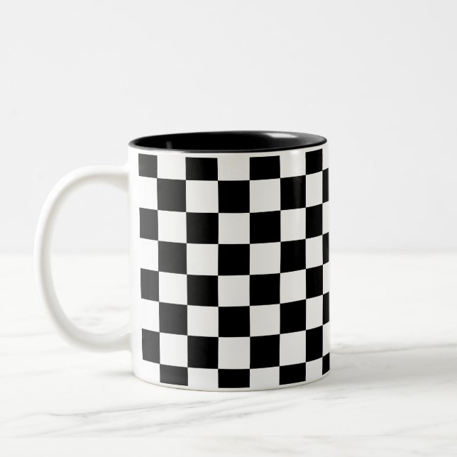 Checkerboard Pattern Two-Tone Coffee Mug (Left)