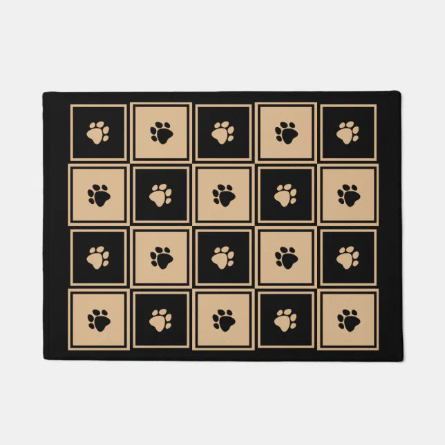 Checkerboard Paw Print Tile Doormat Zazzle