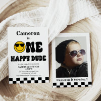 Checkerboard Photo One Happy Dude 1st Birthday