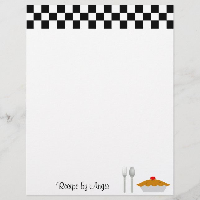 Checkerboard Pie Recipe Paper (Front)