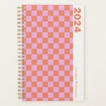Checkerboard Pink Coral Orange Personalized 2023 Planner<br><div class="desc">Checkerboard Pink Coral Orange Personalized 2023 Planner</div>