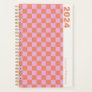 Checkerboard Pink Coral Orange Personalized 2023 Planner