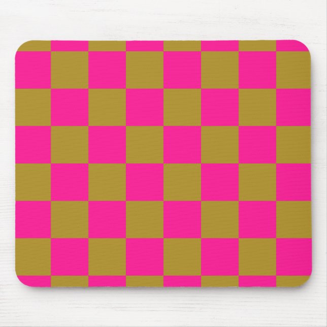 Checkerboard pink gold mouse pad (Front)