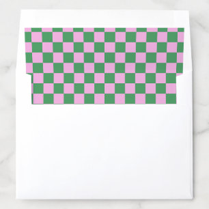 Checkerboard Pink Green Geometric 21st Birthday Envelope Liner