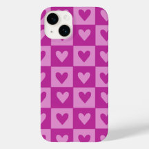 Checkerboard Pink Heart Pattern Phone Case