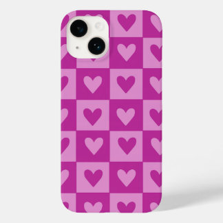 Checkerboard Pink Heart Pattern Phone Case