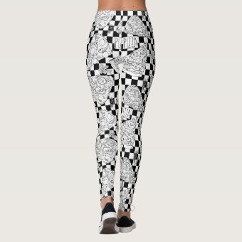 Checkerboard Pizza Parlor Pizzeria Female Chef Leggings | Zazzle
