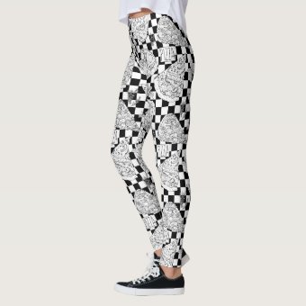 Checkerboard Pizza Parlor Pizzeria Female Chef Leggings | Zazzle