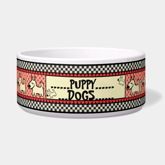 Checkerboard Pups Bowl (Front)