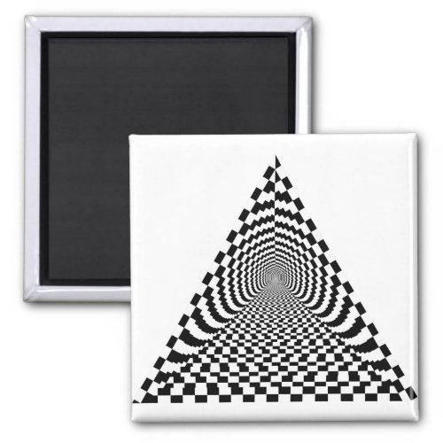 Checkerboard Pyramid Space Black and White Magnet