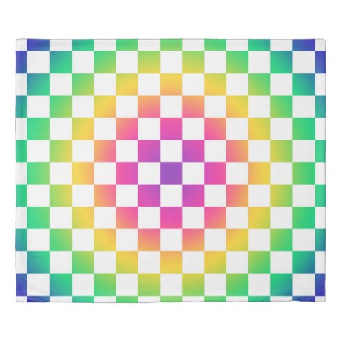 Checkerboard Rainbow Colorful Pattern Duvet Cover