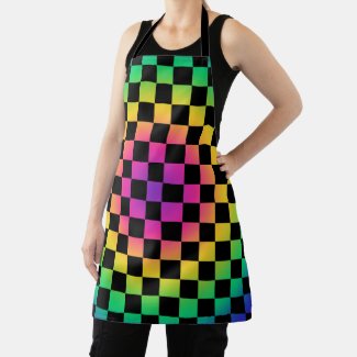 Checkerboard Rainbow Flower Pattern