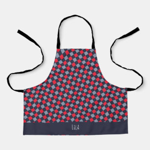 Checkerboard Red Blue Minimal Pattern Apron