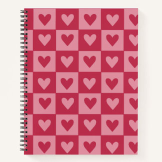 Checkerboard Red Heart Notebook
