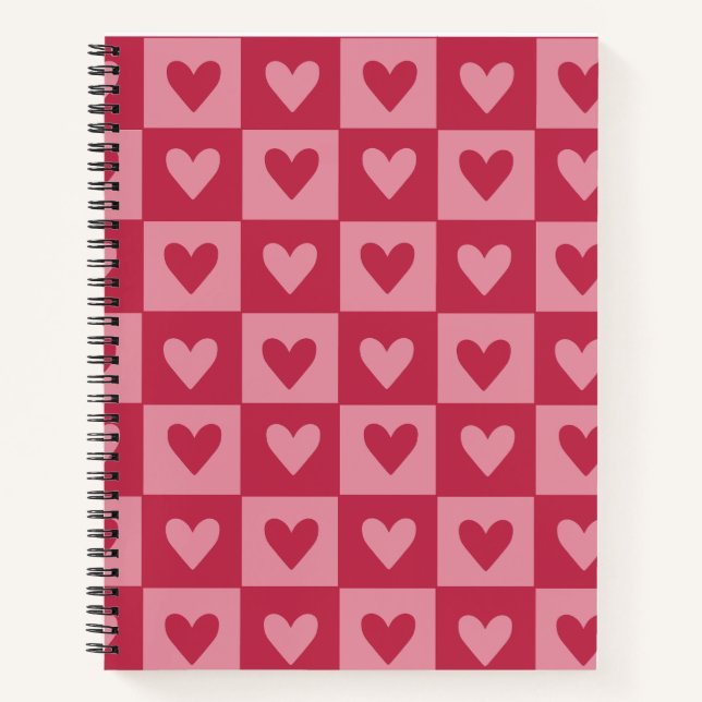 Checkerboard Red Heart Notebook  (Front)