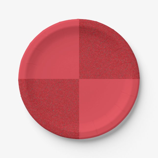 Checkerboard Red Party Plate Design – Customizable (Front)