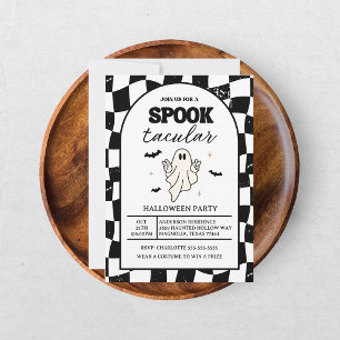 Checkerboard Retro Spooktacular Halloween Invitation
