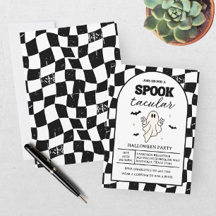 Checkerboard Retro Spooktacular Halloween Invitation
