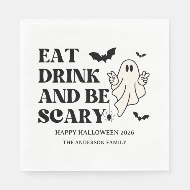 Checkerboard Retro Spooktacular Halloween Napkins (Front)
