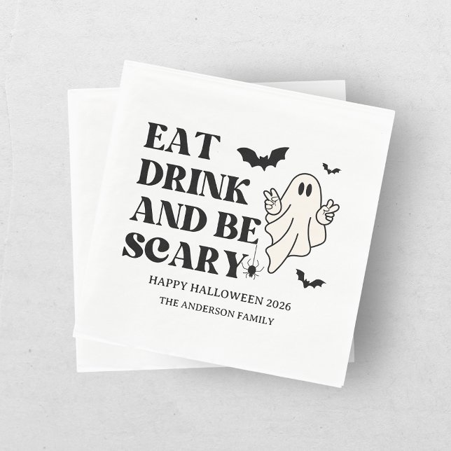 Checkerboard Retro Spooktacular Halloween Napkins (Creator Uploaded)