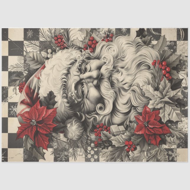 Checkerboard Santa Clause Tissue Paper (Front)