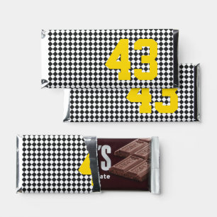 checkerboard sports number AGE treats party fun Hershey Bar Favors