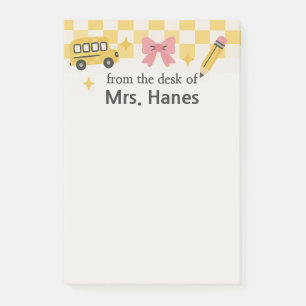 Checkerboard Teacher Personalized Post-It Notes