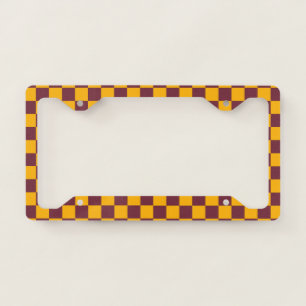 Checkerboard Team Spirit Fans School Maroon Gold License Plate Frame